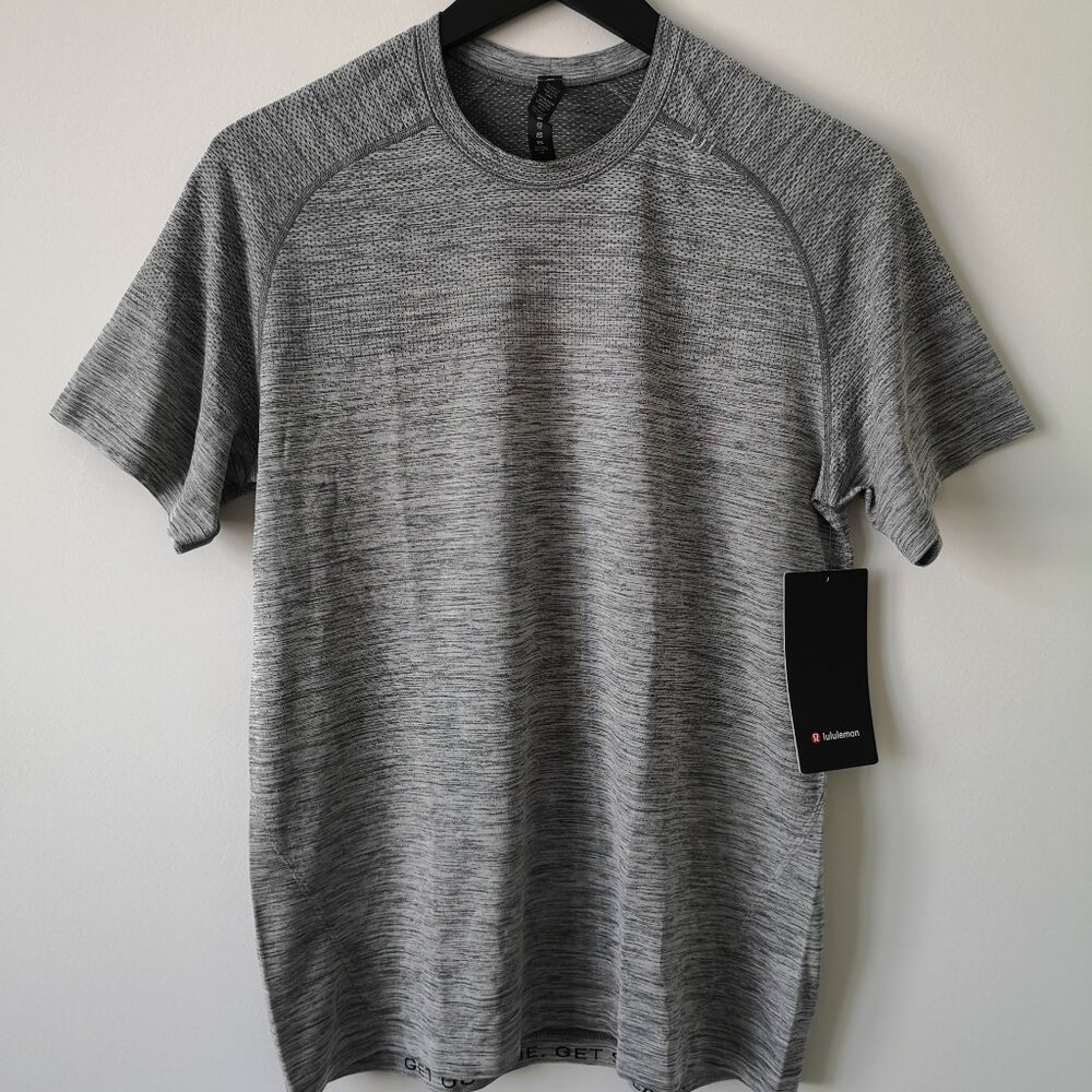 NWT LULULEMON SLTE/WHT Grey White Metal Vent Tech SS Top Shirt Men's XXL